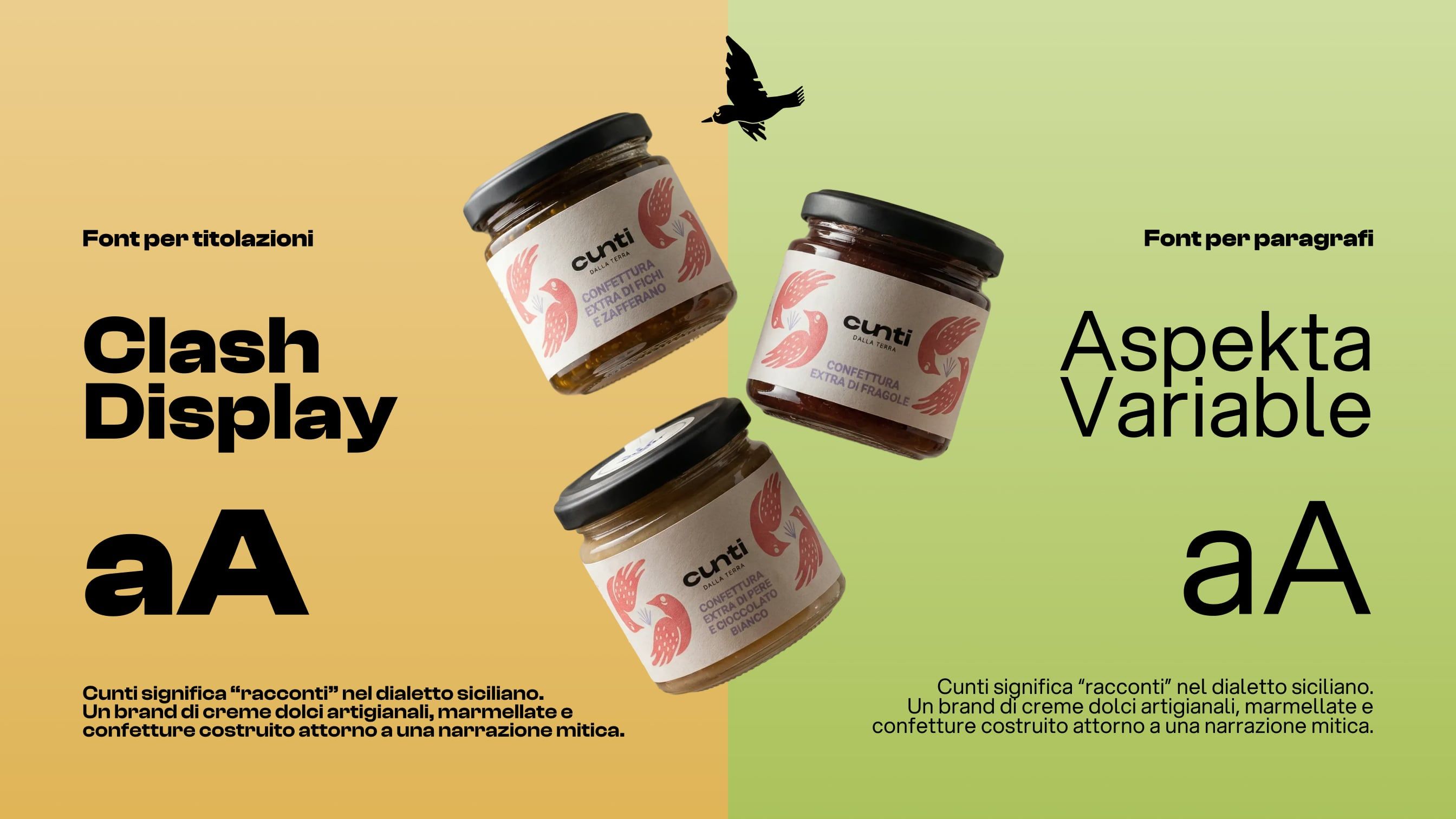 Labels and jars from the Cunti dalla terra range