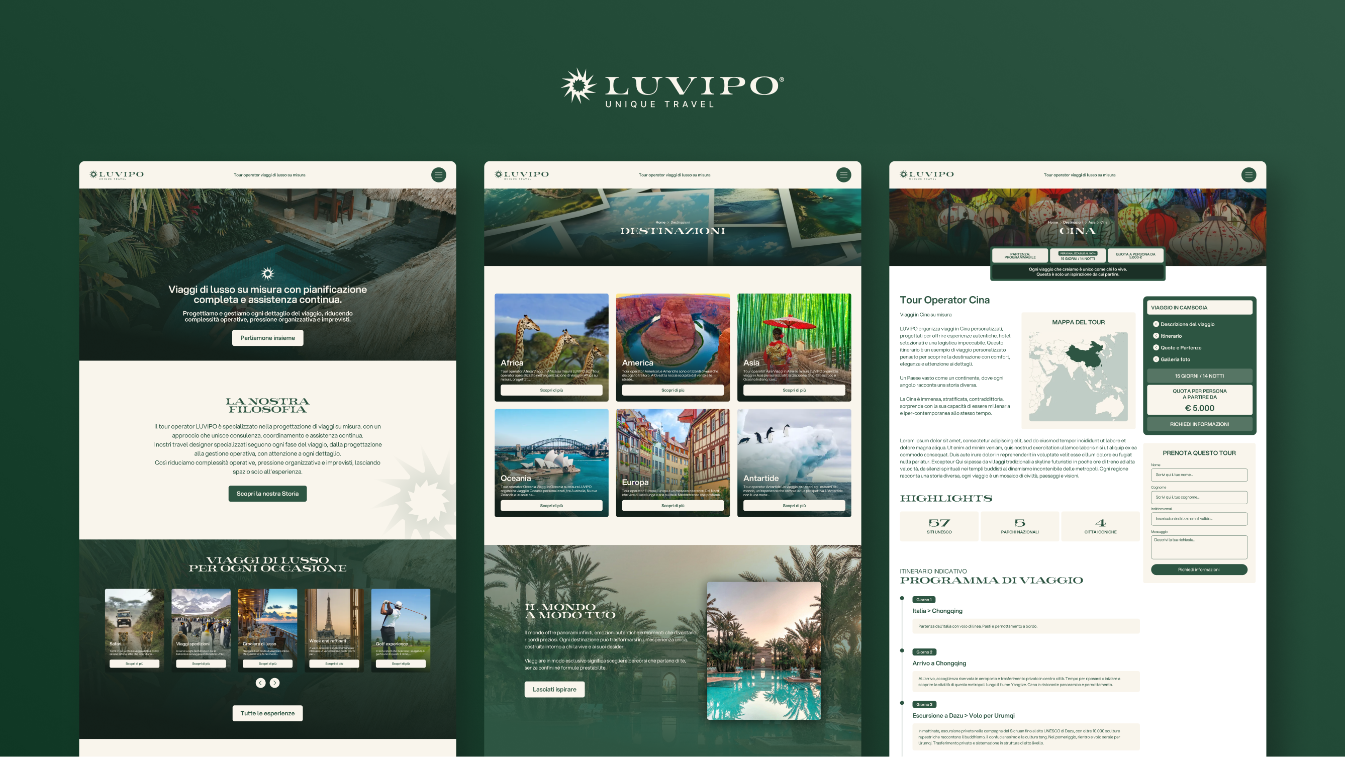 The Luvipo destinations page